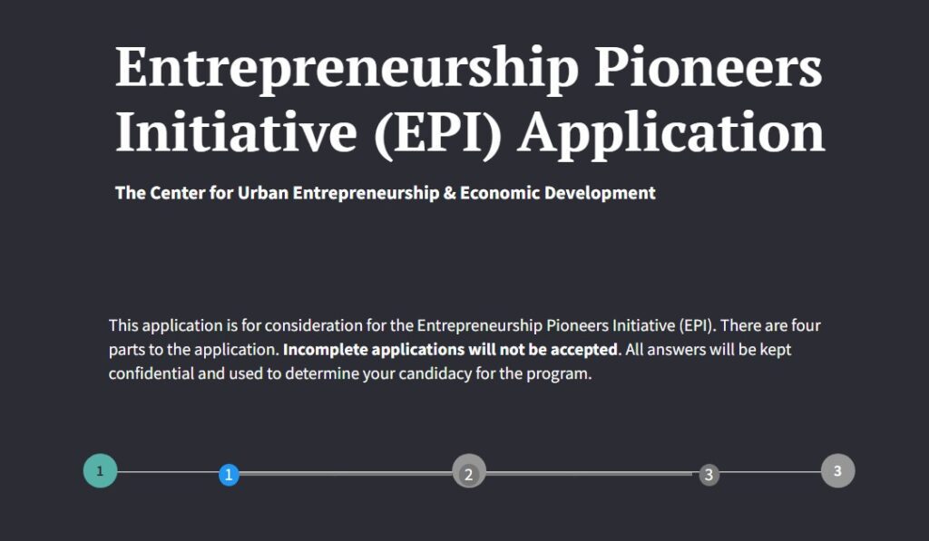 Entrepreneurship Pioneers Initiative (EPI) Application